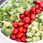 Broccoli Cucumber and Tomato Salad in bowl