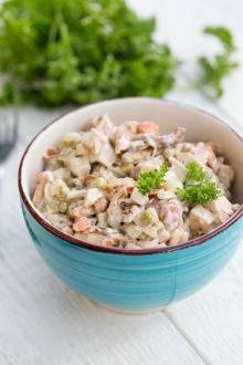 Mushroom Chicken Salad in a bowl