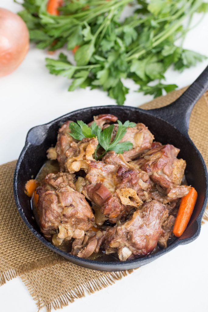 Turkey Necks in a small cast iron plate