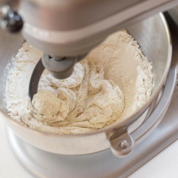 Flour mixture in a KitchenAid mixer