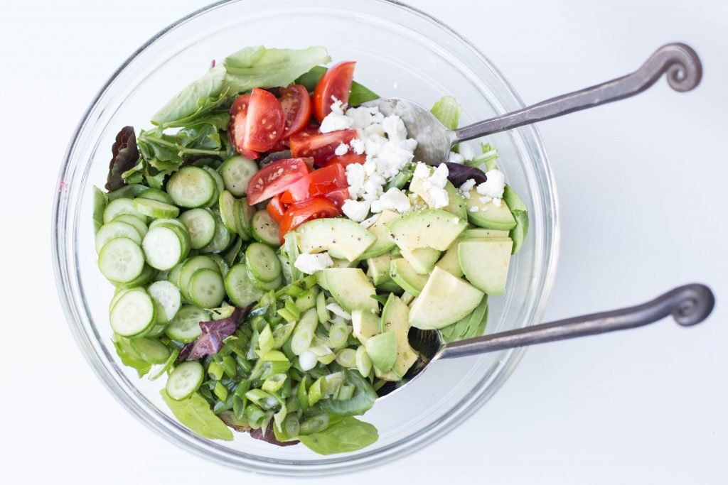 Ultimate Garden Salad ingredients in a bowl