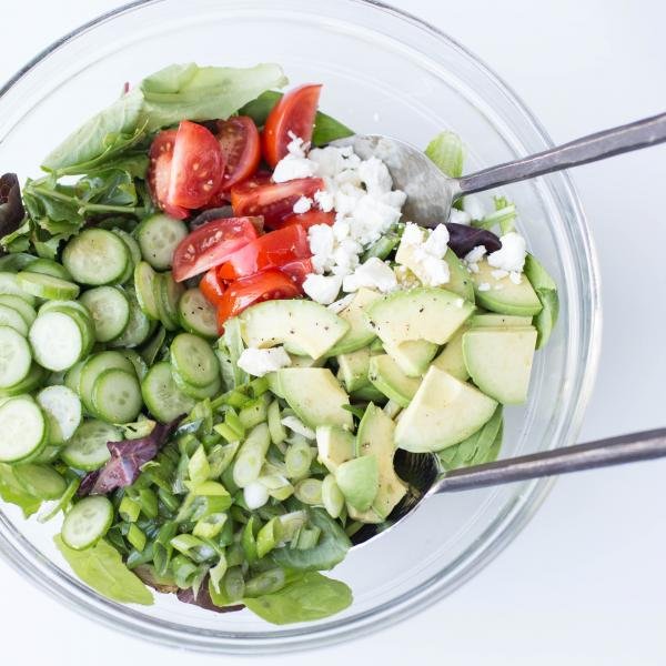 Ultimate Garden Salad ingredients in a bowl