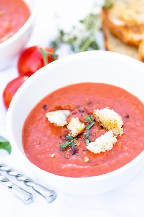 Tomato Basil Soup in a bowl