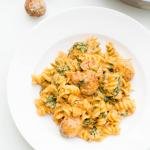 Easy One-Pan Meatball Pasta in a plate