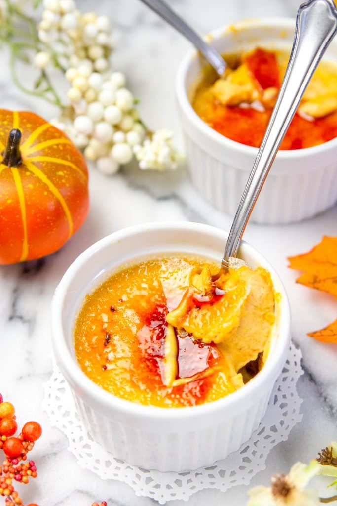 Easy Pumpkin Creme Brûlée in a little bowl