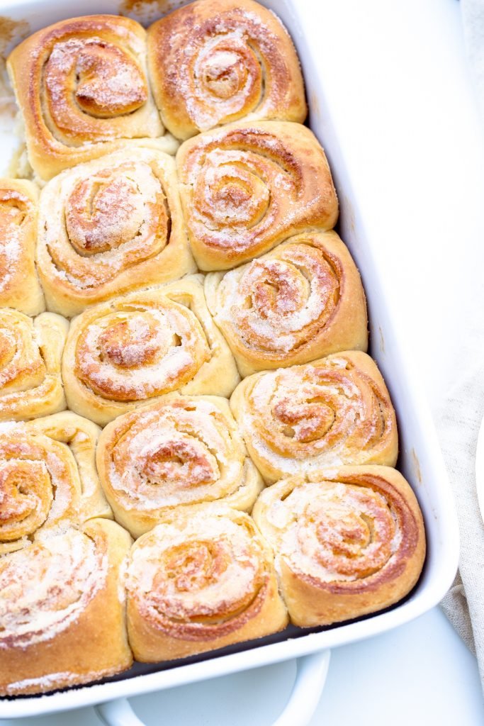 Starbucks Morning Buns in a ceramic baking pan