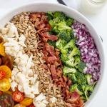 Bowl with salad ingredients.