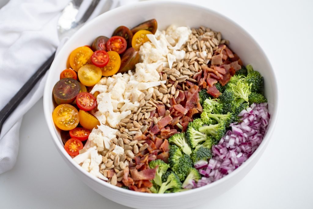 Ingredients for salad in a bowl.