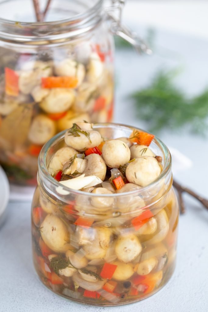 Easy Marinated Mushrooms in a jar