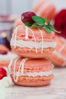 Two macarons on top of each other.