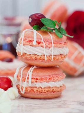 Two macarons on top of each other.