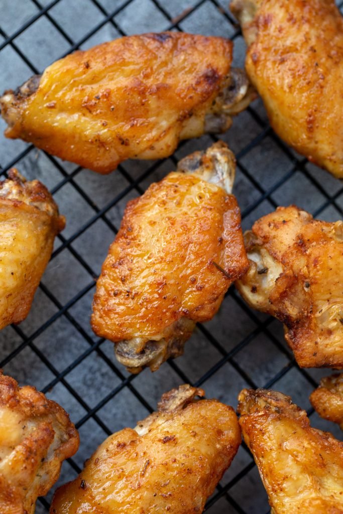 Air Fryer Chicken wings in a cooling tray