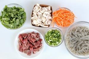 Ingredients for spicy Korean noodles