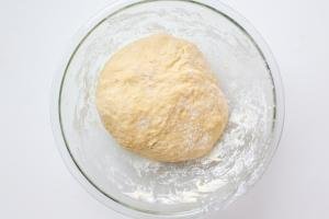 Pelmeni dough in a bowl