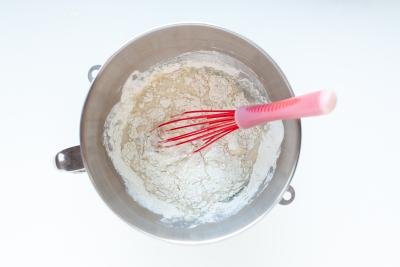 Brioche bread dough starter in a bowl