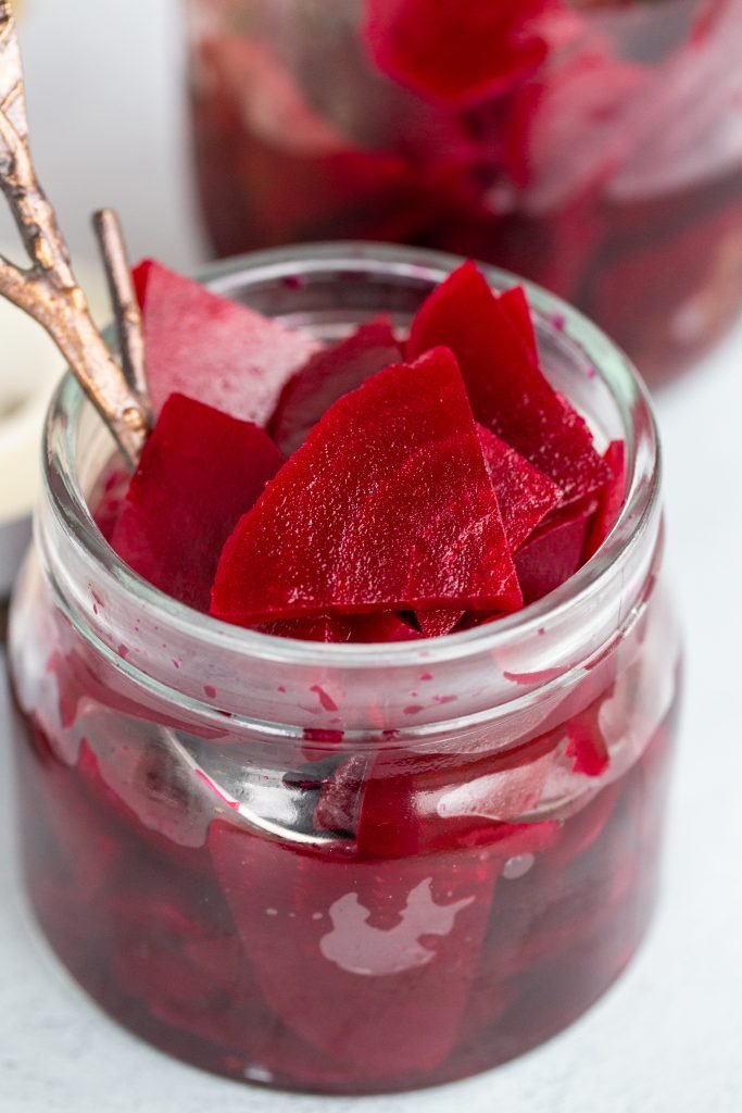 Pickled beets in a jar