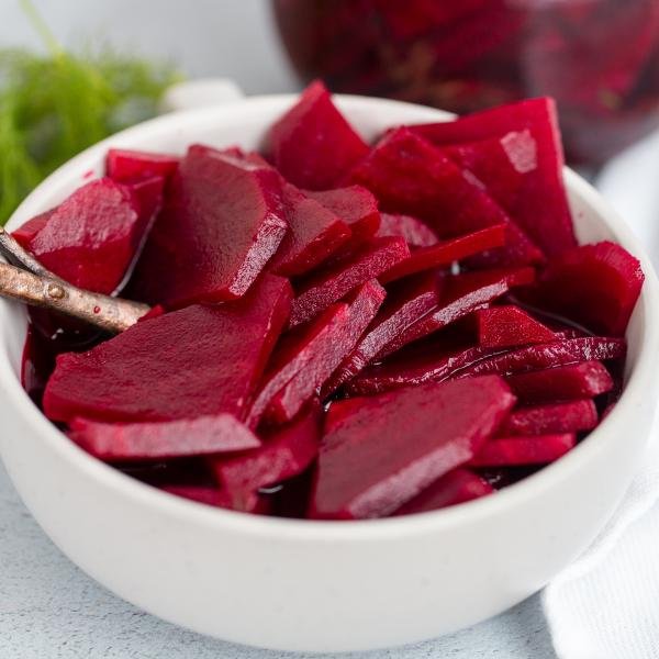 Pickled beets in a bowl