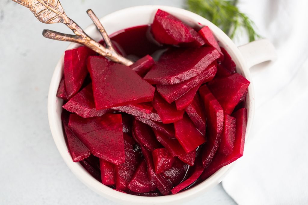 Pickled beets in a bowl