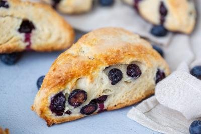 Blueberry scones on a towel