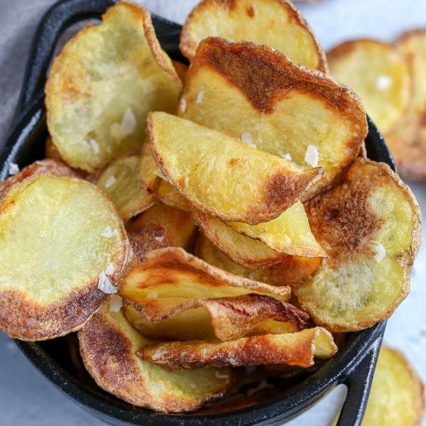 Air Fryer Potato chips in basket