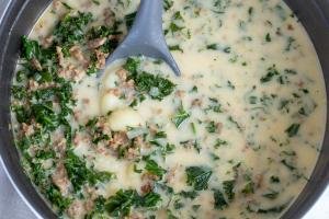 Cooked Gnocchi Zuppa Toscana in a pot