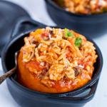Ground Turkey-Stuffed Bell Peppers in a dish