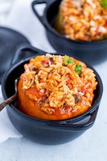 Ground Turkey-Stuffed Bell Peppers in a dish