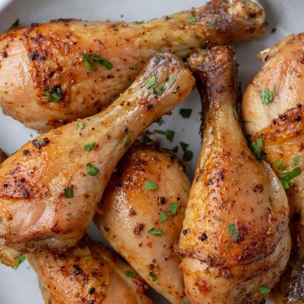 Baked Chicken legs on a plate