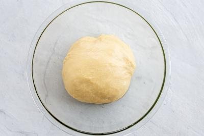 Kneaded dough in a bowl