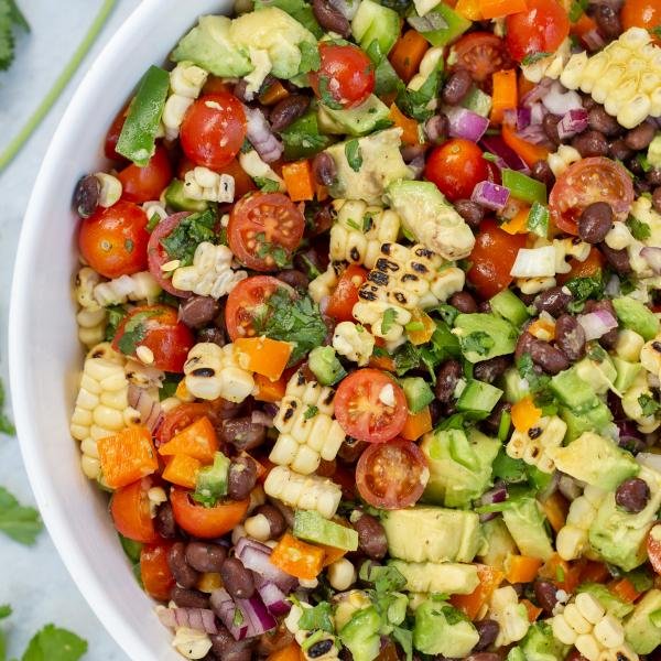 Black bean and corn salsa in a bowl