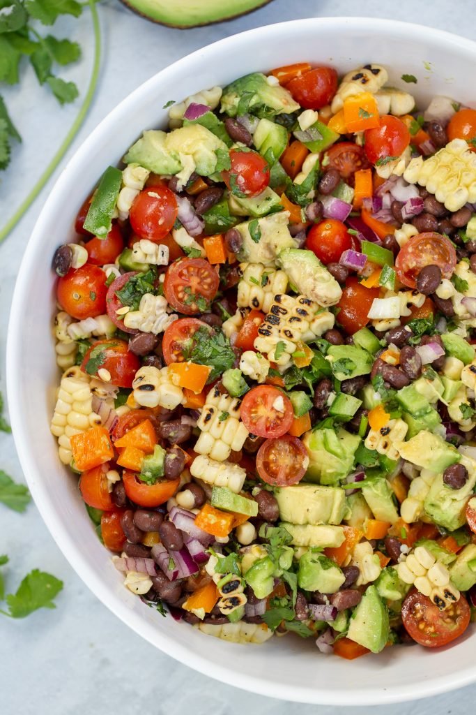 Black bean and corn salsa in a bowl 