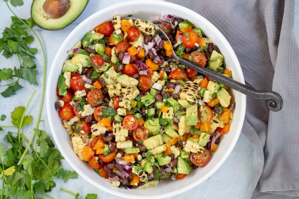 Black bean and corn salsa in a bowl