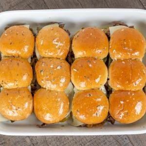 Sliders brushed in a tray