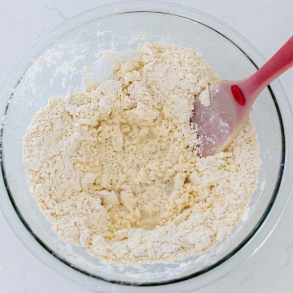 Puff pastry dough mixture in a bowl
