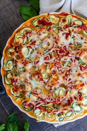 Zucchini Lasagna Roll-Ups in a plate
