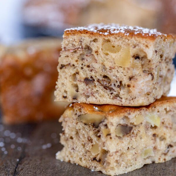 Banana Bread pieces on a counter