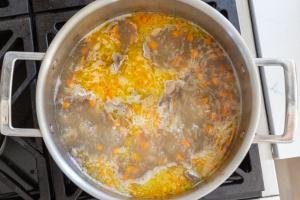 soup in a pot boiling