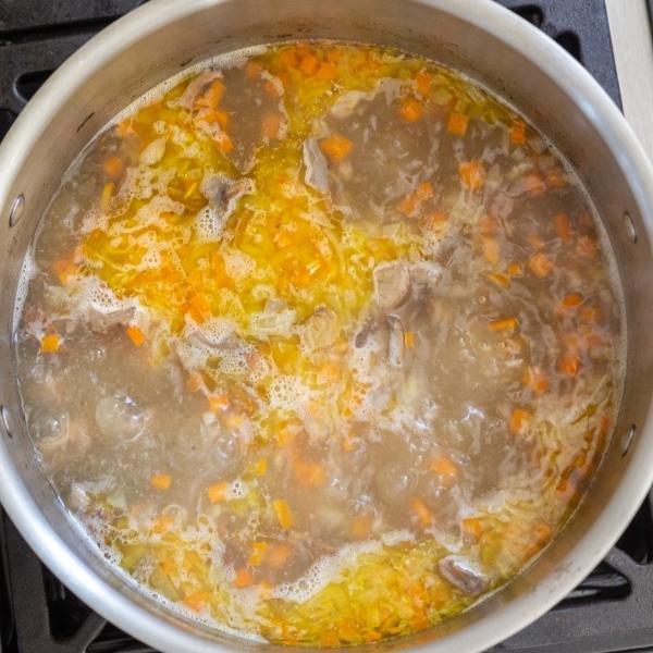 soup in a pot boiling
