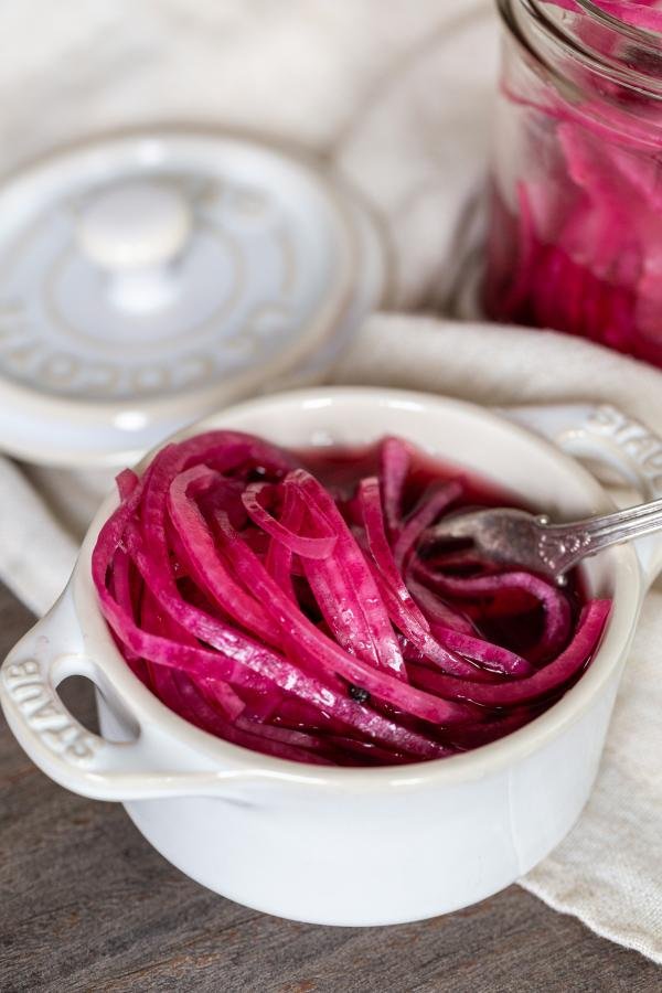 Pickled onions in a bowl