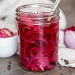 Pickled onions in a jar