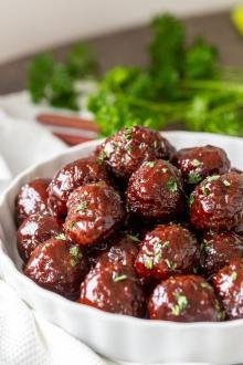 Jelly Meatballs in a bowl