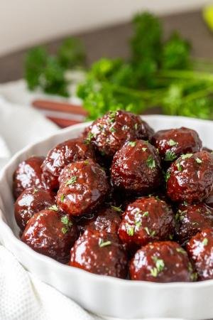 Jelly Meatballs in a bowl