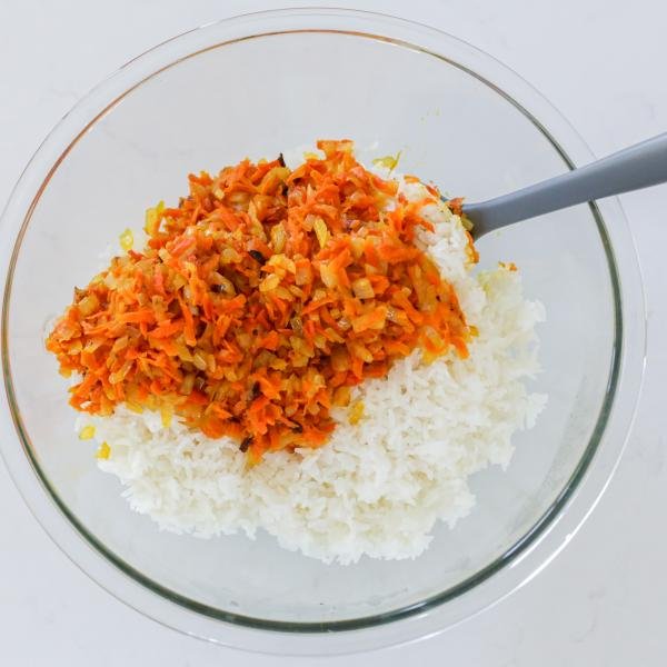 Vegetables with rice in a bowl