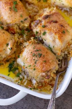 Stuffed Chicken Thighs with Rice - Momsdish