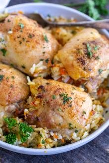 Stuffed Chicken with Rice in a plate
