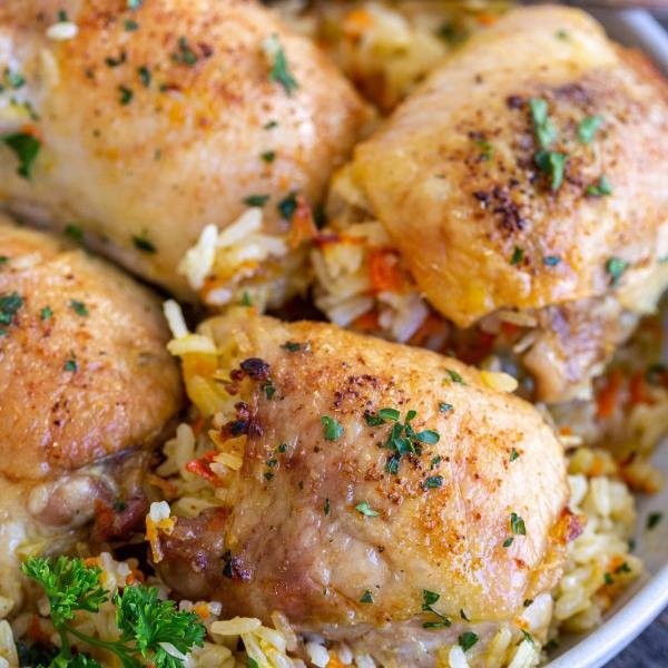 Stuffed Chicken with Rice in a plate