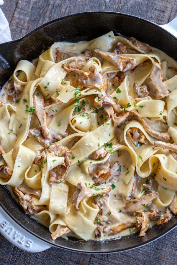 Chanterelle Mushrooms in a cream pasta sauce 