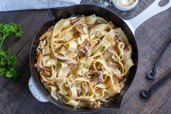 Chanterelle Mushrooms in a cream pasta sauce 