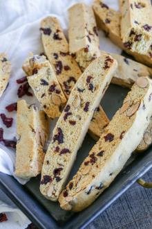 Cranberry Almond Biscotti in a tray