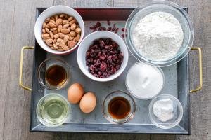All the ingredients in a tray for biscotti